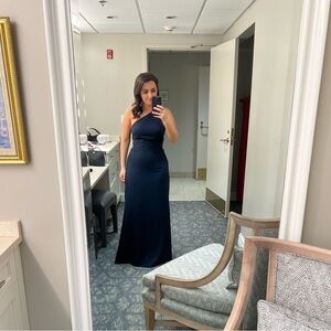 Amsale Cindy Navy Crepe Dress